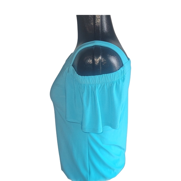 Laura Teal Colored Off-Shoulder Short Sleeve Top S - Picture 4 of 6